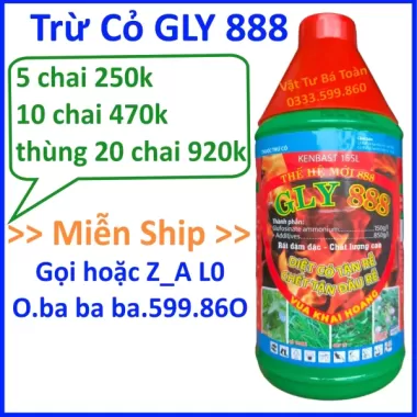 (CỎ) THUỐC TRỪ CỎ GLY 888 CHAI 900ML. DIỆT CỎ TẬN RỄ, CHẾT TẬN ĐẦU RỄ. VUA KHAI HOANG. TEM DELTA THỤY SĨ