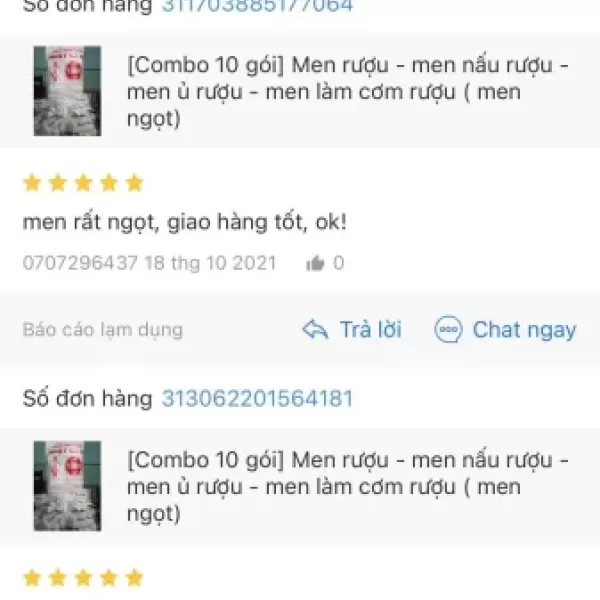 Hình ảnh sản phẩm [10 gói] Men ngọt làm cơm rượu, men ủ rượu nếp cẩm/nếp than, men bánh bò