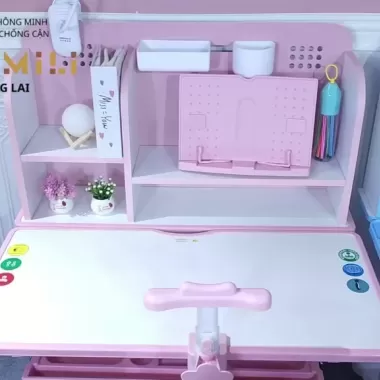 Bộ bàn học cho bé Lumili R22+ Premium, bàn học chống gù bản nâng cấp, bàn học ssinh thông minh trẻ em