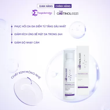 Gel dưỡng phục hồi PANTHENOL 5% GEL CALMING & SMOOTHES SKIN giúp làm dịu và dưỡng ẩm làn da The Gentinol 0221 50g