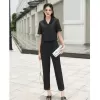 Áo Sơ Mi Nữ Dáng Croptop Cổ 2 Ve, Phối Quần Công Sở Ống Côn LAMER O64K24Q004, O65D24Q005