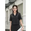 Áo Sơ Mi Nữ Dáng Croptop Cổ 2 Ve, Phối Quần Công Sở Ống Côn LAMER O64K24Q004, O65D24Q005 2