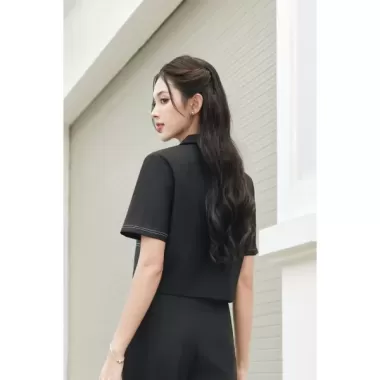 Áo Sơ Mi Nữ Dáng Croptop Cổ 2 Ve, Phối Quần Công Sở Ống Côn LAMER O64K24Q004, O65D24Q005 6 Áo Sơ Mi Nữ Dáng Croptop Cổ 2 Ve, Phối Quần Công Sở Ống Côn LAMER O64K24Q004, O65D24Q005 6