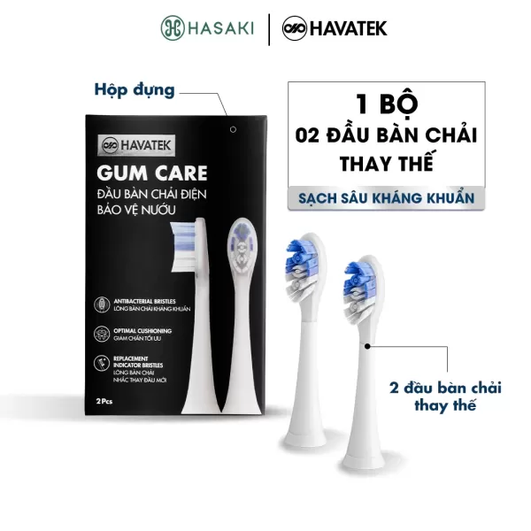 Hình ảnh sản phẩm Bộ 2 Đầu Bàn Chải Điện Havatek Sạch Sâu Kháng Khuẩn Màu Trắng Gum Care Hasaki Sản Phẩm Chính Hãng