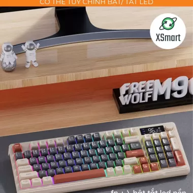 Bộ Bàn Phím Không Dây Bluetooth M96 LED 7 Màu Có Màn Hình, 2 Mode, Phím PBT Cao Cấp, Gõ Êm Chống Ồn Cho Win/ Mac OS 4