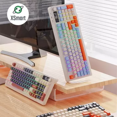 Bộ Bàn Phím Không Dây Bluetooth M96 LED 7 Màu Có Màn Hình, 2 Mode, Phím PBT Cao Cấp, Gõ Êm Chống Ồn Cho Win/ Mac OS 5