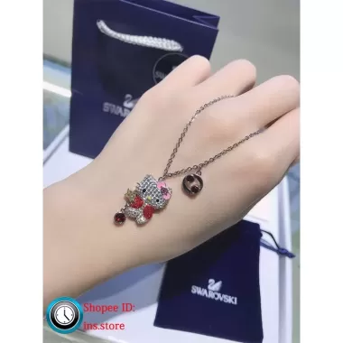 【Chính Hãng】swarovski Dây Chuyền Pha Lê Mười Hai Chòm Sao Hello Kitty Chuỗi Xương Đòn Vàng Trắng Thời Trang Đáng Yêu Kalung 5215030 Tặng Bạn Gái Một Món Quà
