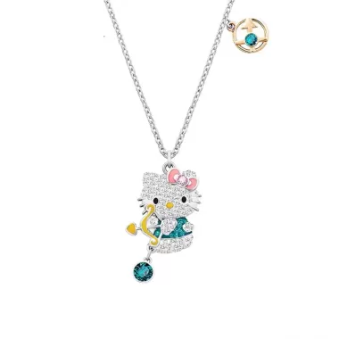 【Chính Hãng】swarovski Dây Chuyền Pha Lê Mười Hai Chòm Sao Hello Kitty Chuỗi Xương Đòn Vàng Trắng Thời Trang Đáng Yêu Kalung 5215030 Tặng Bạn Gái Một Món Quà