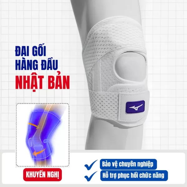 Hình ảnh sản phẩm Đai Bó Gối Giảm Căng Cơ, Hạn Chế Chấn Thương Mizuno, Chống Đau Đầu Gối, Thoáng Khí - ZenK LIFXY