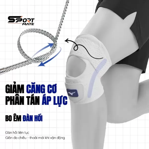 Hình ảnh sản phẩm Đai Bó Gối Giảm Căng Cơ, Hạn Chế Chấn Thương Mizuno, Chống Đau Đầu Gối, Thoáng Khí - ZenK LIFXY