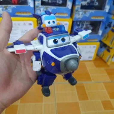 Đồ chơi máy bay biến hình robot Super wings mô hình cảnh sát Paul , Jett tia chớp, Donnie thông minh và thú cưng siêu cấp đồ chơi trẻ em 5