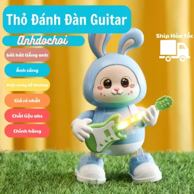 Đồ chơi thỏ đánh đàn guitar có đèn nhac cho bé vui nhộn , Đồ chơi thỏ phát nhạc nhún nhảy cho trẻ giải trí TP Store 6