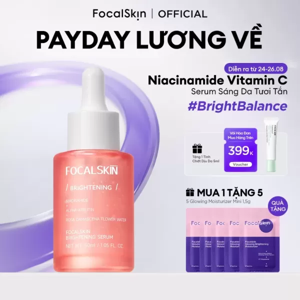Hình ảnh sản phẩm FOCALSKIN Serum Dưỡng Trắng Da Mờ Thâm Mụn Gấp Đôi Vitamin C + Niacinamide B3 +  Alpha Arbutin 30ml