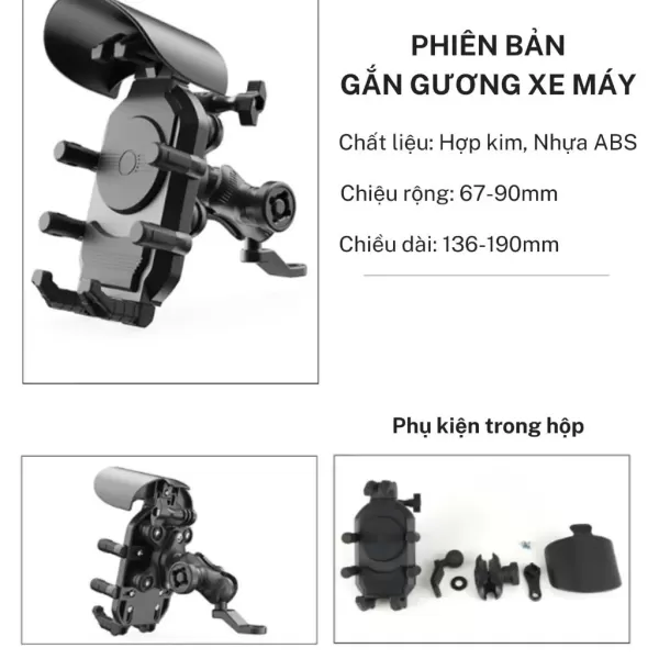Hình ảnh sản phẩm Giá đỡ điện thoại xe máy kẹp điện thoại Giảm xóc chống sốc che nắng chống trộm Sạc không dây YF285