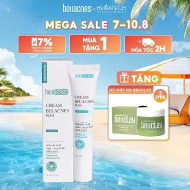 Kem giảm mụn nhanh 24h BEUACNES PLUS mụn trứng cá, chiết xuất rau má, hỗ trợ mờ thâm mụn 15g 3
