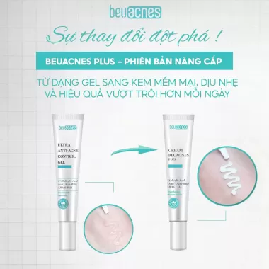 Kem giảm mụn nhanh 24h BEUACNES PLUS mụn trứng cá, chiết xuất rau má, hỗ trợ mờ thâm mụn 15g 5