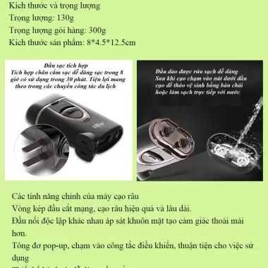 [ LK-188 ] Máy Cạo Râu Mini 2 Lưỡi Cạo Nổi - Máy Cạo Râu Đa Năng Đầu Cạo Chống Nước - TCS 6
