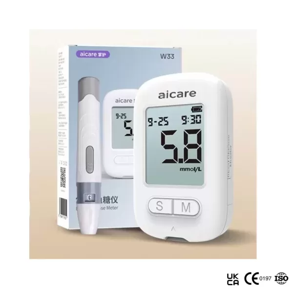 Hình ảnh sản phẩm Máy Đo Đường Huyết ACCU Chính Hãng AICARE W33 + 50 que + 50 kim ( có thể chỉnh đơn vị mg/dL - mmol/L )