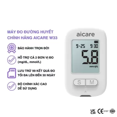 Máy Đo Đường Huyết ACCU Chính Hãng AICARE W33 + 50 que + 50 kim ( có thể chỉnh đơn vị mg/dL - mmol/L ) 6 Máy Đo Đường Huyết ACCU Chính Hãng AICARE W33 + 50 que + 50 kim ( có thể chỉnh đơn vị mg/dL - mmol/L ) 6