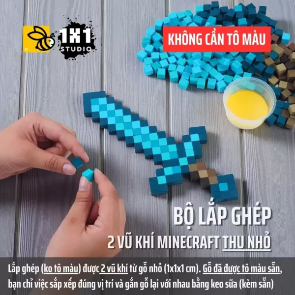 Cách tô màu mô hình gỗ Kiếm Minecraft – Hướng dẫn chi tiết cho người mới