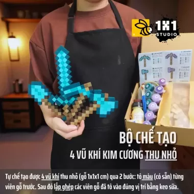 Mô Hình Gỗ Kiếm Minecraft (Kim Cương, Nether) | Tô Sẵn & KIT Tự Tô Màu