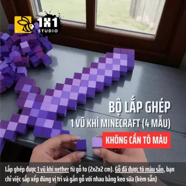 Mô Hình Gỗ Kiếm Minecraft (Kim Cương, Nether) | Tô Sẵn & KIT Tự Tô Màu 8 Mô Hình Gỗ Kiếm Minecraft (Kim Cương, Nether) | Tô Sẵn & KIT Tự Tô Màu 8