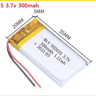 Pin Sạc 3.7V 300mah 502035 Lithium Polymer  Cho tai nghe,loa Mp3 MP4 MP5 GPS PSP Bluetooth hàng mới 1