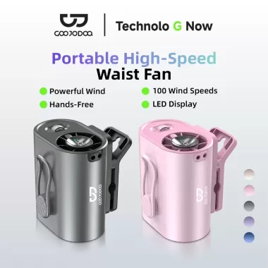 Quạt đeo thắt lưng GOOJODOQ 3600mAh GFS011 với tốc độ gió 11m / s, thời gian chạy 9 giờ, 360° Có thể điều chỉnh, thích hợp cho xe đẩy du lịch ngoài trời