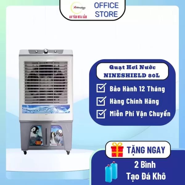 Hình ảnh sản phẩm Quạt Điều Hòa Hơi Nước Công Nghiệp NINESHIELD 130L Quạt Điều Hòa Hơi Nước Công Suất Lớn Bảo Hành 12 Tháng