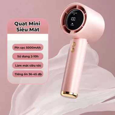 Quạt mini cầm tay M2 5000mAh di động có thể sạc gió mạnh 100 tốc độ turbo phản lực màn hình hiển thị pin