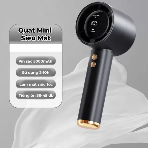 Hình ảnh sản phẩm Quạt mini cầm tay M2 5000mAh di động có thể sạc gió mạnh 100 tốc độ turbo phản lực màn hình hiển thị pin