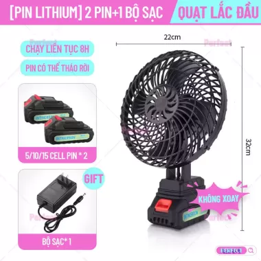 🔥🔥Quạt Tích Điện Pin 10-15 Cell Dùng Liên Tục 4-8H, Quạt Makita Để Bàn 2 Cấp Độ Gió Siêu Mát