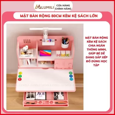 Bộ bàn học cho bé Lumili R22+ Premium, bàn học chống gù bản nâng cấp, bàn học ssinh thông minh trẻ em
