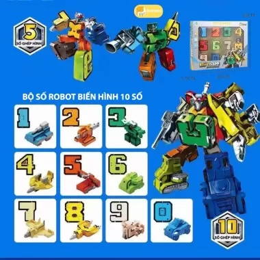 Trọn Bộ 10 Số Biến Hình Robot, Đồ chơi Robot số biến hình,Đồ Chơi Lắp Ráp Robot Biến Hình Thông Minh 3