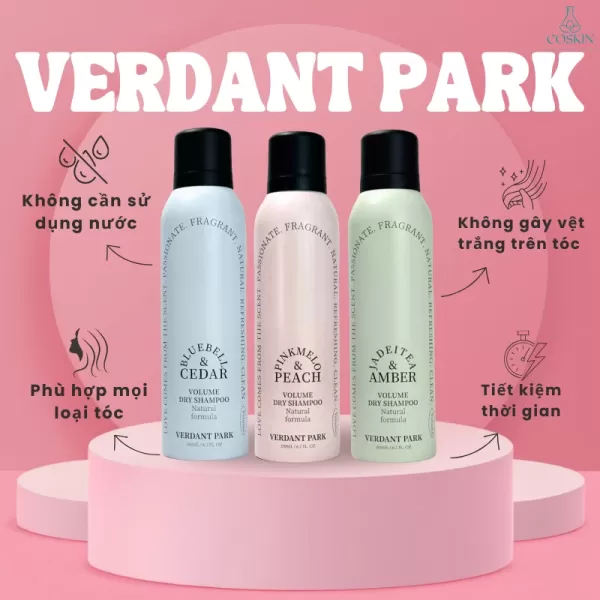 Hình ảnh sản phẩm [TẶNG QUÀ] Xịt gội khô phồng tóc VERDANT PARK dầu gội khô kiềm dầu lâu bết mùi hoa quả COSKIN