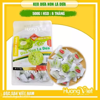 ? Kẹo Dừa Non Lá Dứa Hồng Vân - Đặc Sản Bến Tre - Ít Đường, Dẻo Béo, Ngọt Dịu, Thơm Ngon, Túi 500g 1