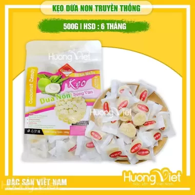 ? Kẹo Dừa Non Lá Dứa Hồng Vân - Đặc Sản Bến Tre - Ít Đường, Dẻo Béo, Ngọt Dịu, Thơm Ngon, Túi 500g 4