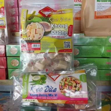 ? Kẹo Dừa Non Lá Dứa Hồng Vân - Đặc Sản Bến Tre - Ít Đường, Dẻo Béo, Ngọt Dịu, Thơm Ngon, Túi 500g 10