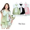 Áo Babydoll Cổ Nơ + Chân Váy Hàn Quốc Giá Rẻ Chỉ 139k - Set Outfit Nữ Xinh 1