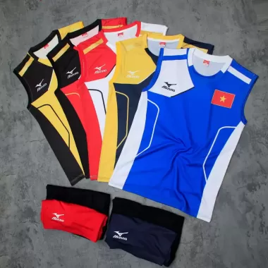 Áo Bóng CHuyền Mizuno Asics sát nách VIETNAM 2025 Đủ 5 Màu Vàng, xanh, đỏ, trắng, than vải mè kim thoáng mát 5 Áo Bóng CHuyền Mizuno Asics sát nách VIETNAM 2025 Đủ 5 Màu Vàng, xanh, đỏ, trắng, than vải mè kim thoáng mát 5