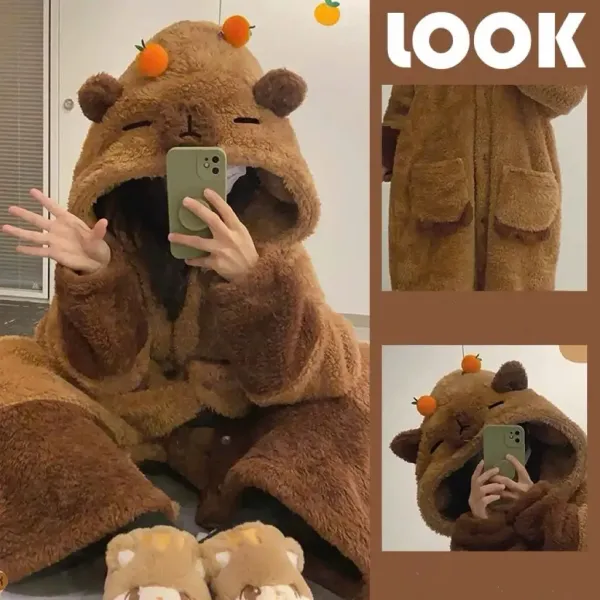 Áo Choàng Váy Ngủ Lông Cừu Capybara Mùa Đông - Giảm 23% Chỉ 229k