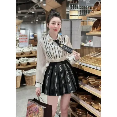 Áo Cổ Somi In Cà Vạt Chân VáY Xếp Ly Siêu Xinh Giá 145k - Giảm 42k 5