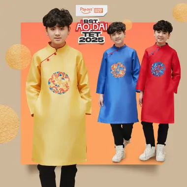 Áo dài tết cách tân rồng Chippo cho bé trai 8-16 tuổi giá rẻ chỉ 255k 5