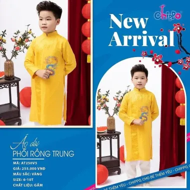 Áo dài tết cách tân rồng Chippo cho bé trai 8-16 tuổi giá rẻ chỉ 255k 6