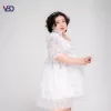 Áo lẻ babydoll cổ V viền ren hoa nhí hè MÈO MỠ BIGSIZE 60-95kg