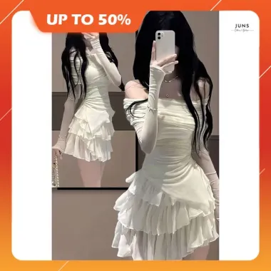 Áo Len Giấy Trễ Vai Rúm Eo Vạt Chéo Voan Siêu Cute Mix Chân Váy Ngắn Giá Rẻ 169k 1