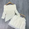 Áo Len Giấy Trễ Vai Rúm Eo Vạt Chéo Voan Siêu Cute Mix Chân Váy Ngắn Giá Rẻ 169k 5
