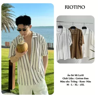 Áo Sơ Mi Lưới Đi Biển Nam Phong Cách Hàn Quốc, Dệt Lưới Thoáng Mát SM09