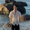 Áo Sơ Mi Lưới Đi Biển Nam Phong Cách Hàn Quốc, Dệt Lưới Thoáng Mát SM09 6