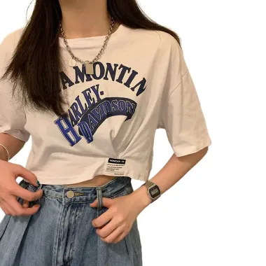 Áo Thun Croptop Harley Davidson Tay Ngắn Chiết Eo Giá CỰC RẺ - Croptop Cá Tính Cho Nữ